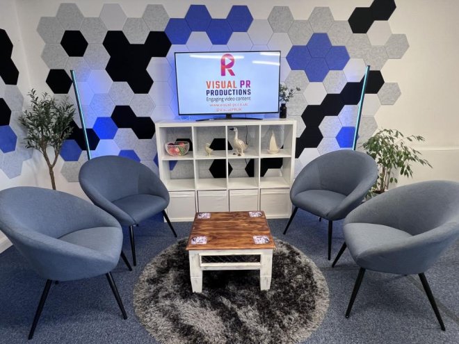 Leadership team sharing company update through conversational town hall video communication