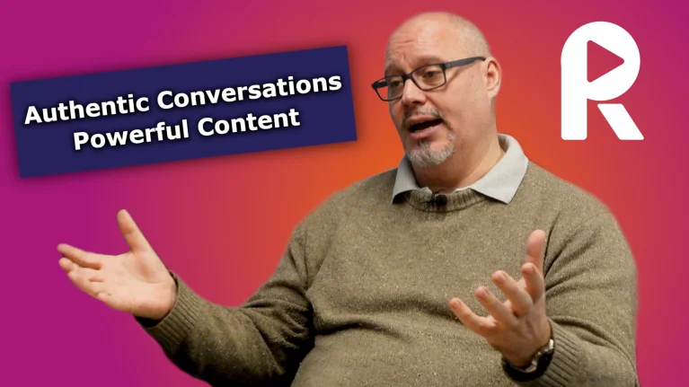 Authentic business conversation being filmed for multi-channel video content production